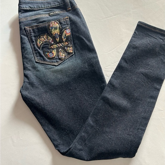 Miss Me dark blue jeans size 30 Fleur de Les pocket style skinny jeans Like new! - Picture 1 of 8